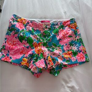 Lilly Pulitzer High Waist Floral Shorts - Pink, Green, Blue